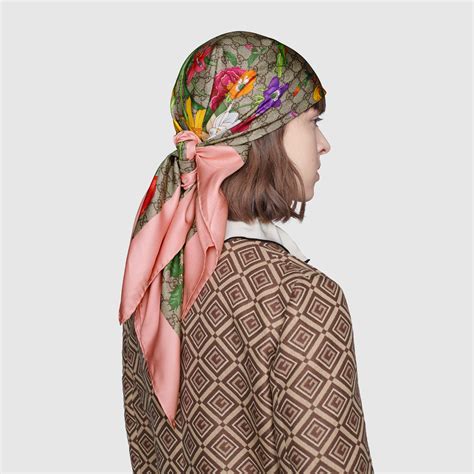 gucci scarf pink|gucci scarf with flowers.